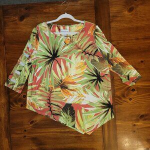 ALFRED DUNNER Take me on vacation tropical print fun blouse